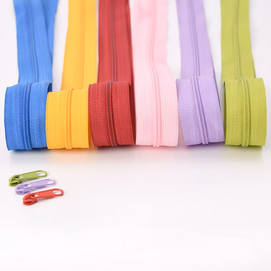 Custom 3# 4# 5# 7# 8# 10# Coil Zipper Roll Nylon Zipper Long Chain Cierre for Garment/Bags