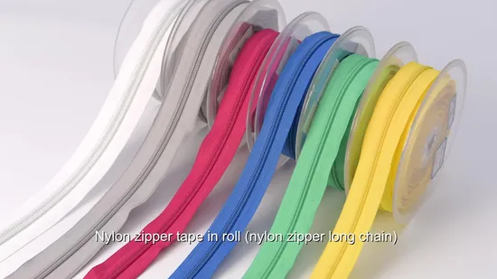 Custom 3# 4# 5# 7# 8# 10# Coil Zipper Roll Nylon Zipper Long Chain Cierre for Garment/Bags